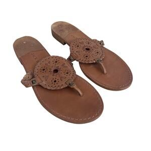Jack Rogers Medallion Thong Sandals Size 9.5 Brown Boho Beach